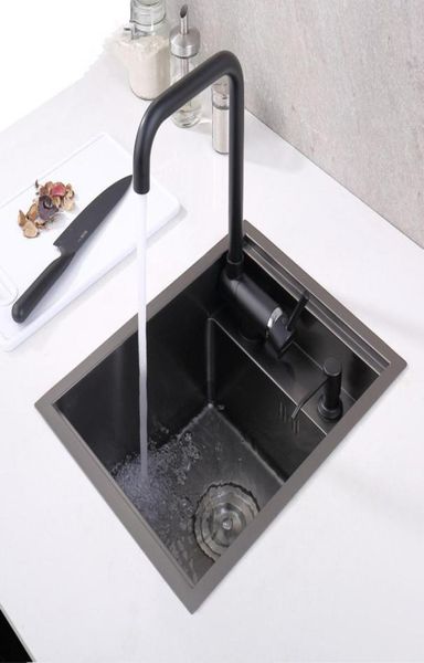 Évier de cuisine cachée noire barre de bol à petite taille Évier en acier en acier inoxydable Éviers cachés de lavabo de cuisine noire dissimulée Bar4109246