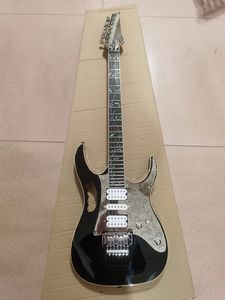 Guitare électrique Ibana noire de haute qualité, modèle commémoratif, plaque de fer, tête de guitare, reliure à barres de couleur de guitare, en stock, expédition rapide