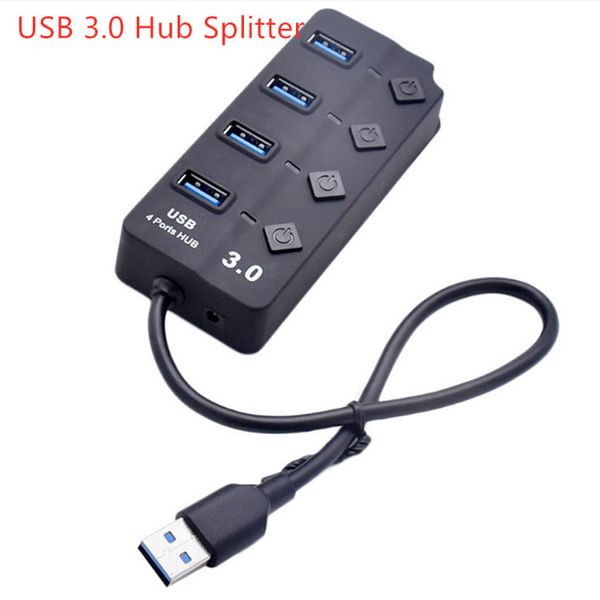 Black High Speed True USB 3.0 Hub 4 ports USB Hub Splitter de 5 Gbps pour ordinateur portable PC OBLADE BROCKTOP avec boîte de vente au détail