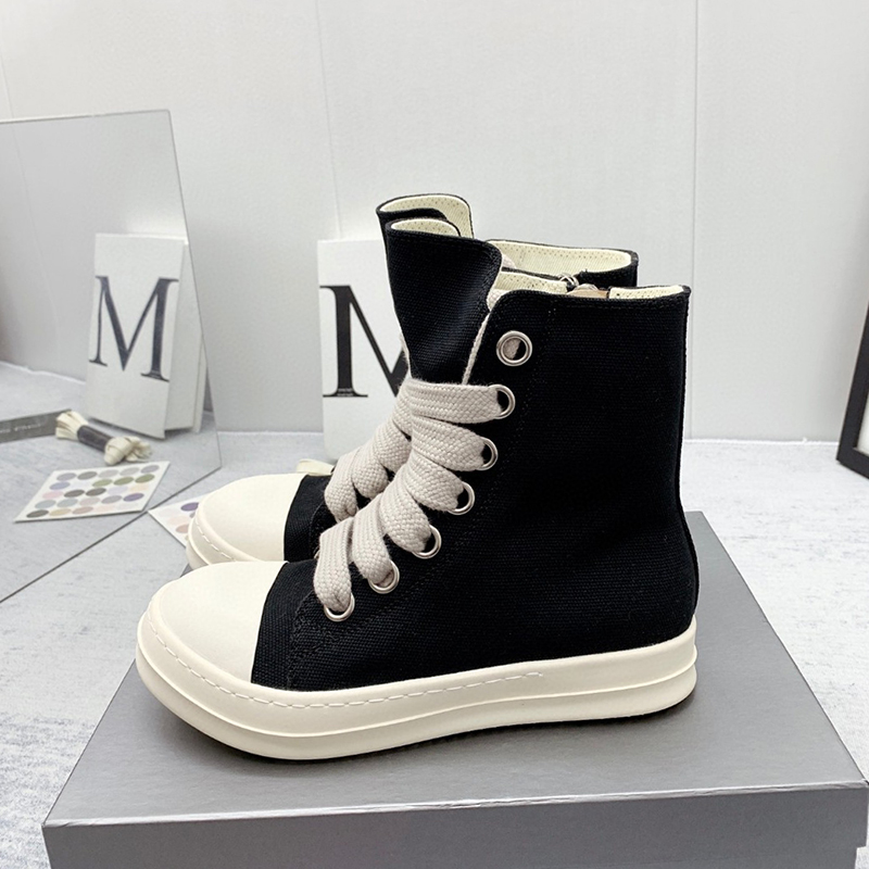 Black High-top Shoes 2023 New Short Boots Leather Mens Shoes Luxury Designer Canvas Classic Breathable British Hip-hop Womens Shoes Sizes 35-48 +box