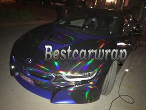 Zwarte holografische chroom vinyl auto wrap film sticker met luchtafgifte hologram neochrome hele auto bedekkende foliegrootte: 1,52 * 20m / roll