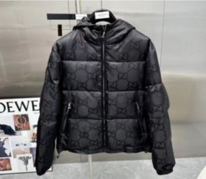 Chaqueta de diseñador con capucha negra para hombre y mujer, chaquetas de invierno acolchadas de algodón de lujo de manga larga, abrigo cálido para hombre