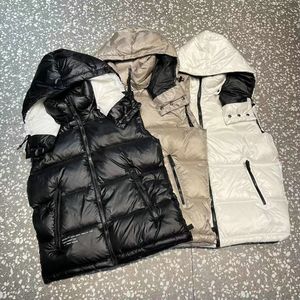 Veste à capuche noire Parka vers le bas gilet manteau fermeture éclair complète hiver vers le bas vêtements d'extérieur manteaux vers le bas matelassé Bomber Bomber