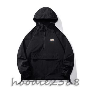 Sweat à capuche noir pour hommes, nouvelle veste tempête d'automne, veste d'extérieur japonaise, manteau de couverture, haut de couple pour hommes, 1001