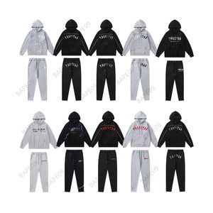 Sweat à capuche noir Trapstar survêtement serviette arc-en-ciel broderie décodage vêtements de sport à capuche hommes et femmes vêtement de sport