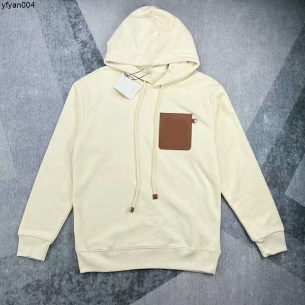 Sudadera con capucha negra con cremallera Diseñador Primavera y otoño Abrigo blanco bordado