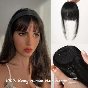 Brotte des cheveux humains noirs Clip au-dessus dans les extensions de cheveux coupés émousser les cheveux naturels franges de poils pour femmes dans la frange à air 240518