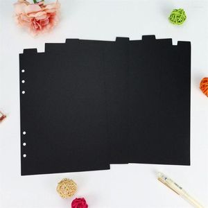 Diviseur d'index noir mignon 6 trous pour accessoires de papier de papeterie de cahier de planificateur de reliure