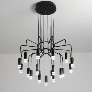 Zwart ijzeren plafondlamp moderne CreativeLed plafondkroonluchter keukeneiland woonkamer hanglampen woondecoratie glans