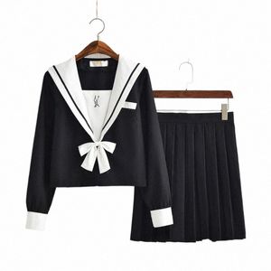 Zwarte Japanse School Dres Anime Cosplay College Middelbare School Jk Uniform Met Stropdas Plooirok Matrozenpakje voor Meisjes l6fX #
