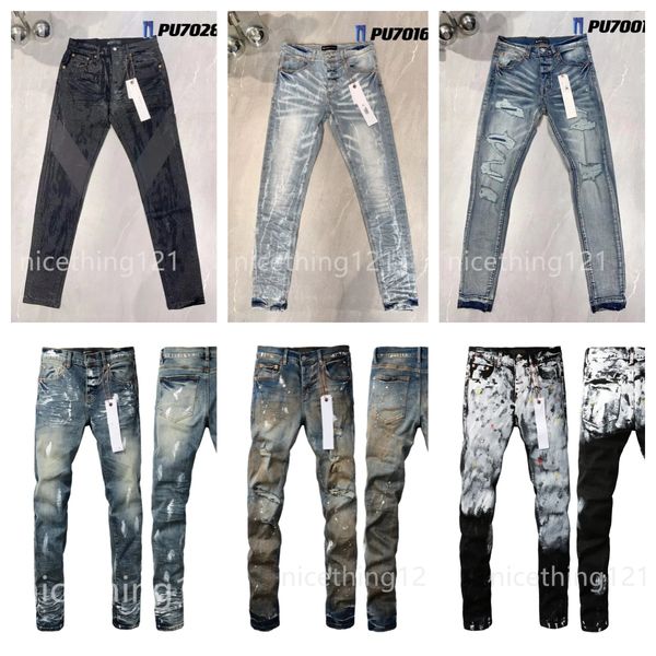jeans noirs skinny demin jeans déchirés designer jeans violets pour hommes femmes pantalons trou d'été de haute qualité Pantalons de broderie Mens Jean