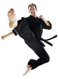 Uniforme de karate negro hecho de algodón 240429