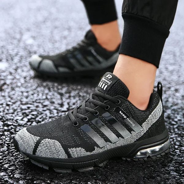 Noir garder chaussures de course hommes grande taille respirant extérieur Air rebond Sport antidérapant Sneaker 240130