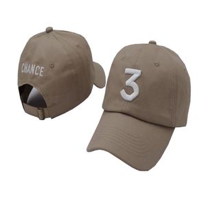 Black kaki chanteur populaire Chance The Rapper 3 CHANCE CAP LETTRE NOIR BRODERIE 3D Baseball Caps Hip Hop Streetwear Savage Snapb290G