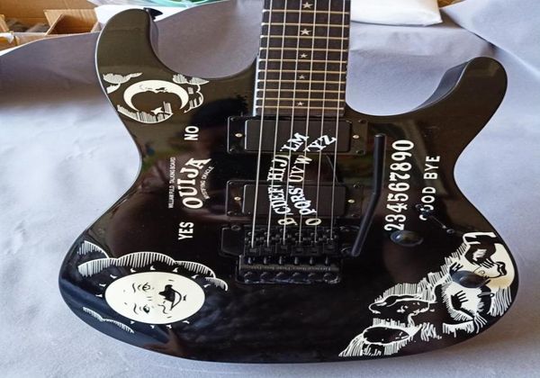 Black Kirk Hammett Guitare électrique KH2 Ouija Limited Edition One Piece Body China Made Signature Guitars8141810