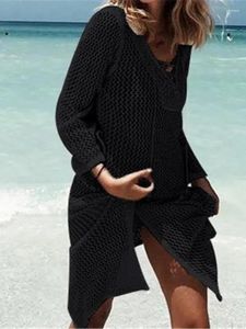 Arrivées en tricot noir Couverture plage sexy