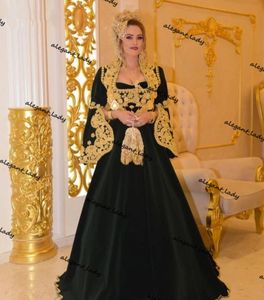 Zwart Kosovo Albanese Caftan Avondjurken Vestidos Formales Goud Traditionele Applique Prom Dress Robe De Soir￩e De Mariage