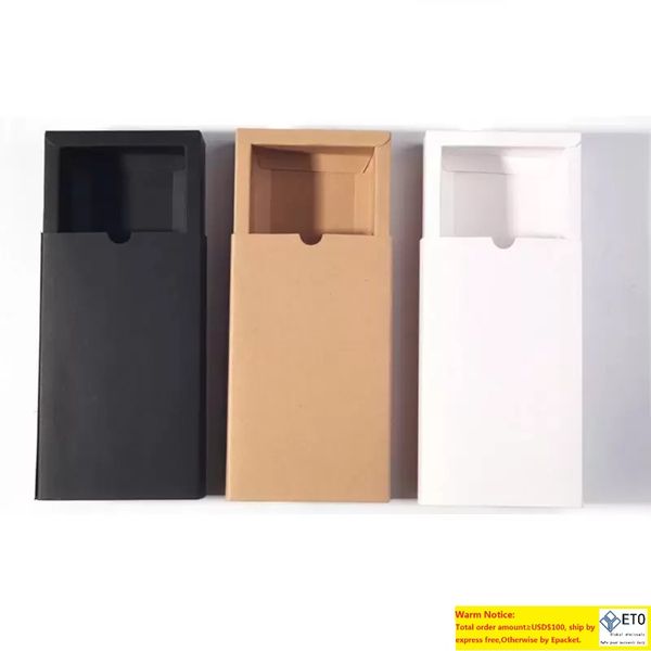 Caja de regalo de papel Kraft negro Embalaje blanco Cartón Boda Baby Shower Embalaje Galleta Cajas de cajones delicadas gsh