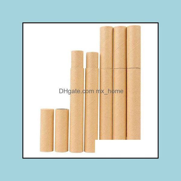 Barril de tubo de incienso de papel Kraft negro Caja de almacenamiento pequeña para lápiz Joss Stick Transporte conveniente 20.7X2.1Cm Drop Delivery 2021 Caja de embalaje