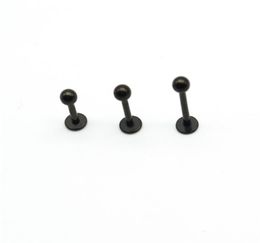 Black Labret Ring Lip Stud Bar staal 16 gauge populaire body sieraden Liage Tragus Piercing Chin Helix Wholesa5425612