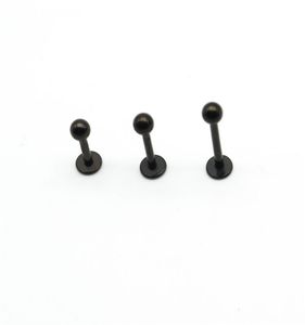 Black Labret Ring Lip Stud Bar Steel 16 CAUGE POPULANT BODESS BIJELRY LIAGE TRAGUS Piercing Chin Helix Wholesa9161460