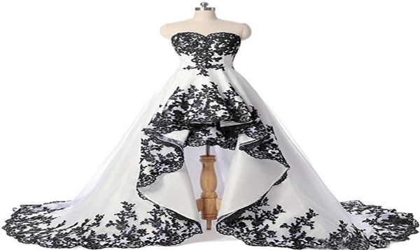 Vestido de novia personalizado con encaje negro, sin mangas, alto, bajo, Ruch, delantero, corto y largo, con cordones, vestido de boda, bata De Mariee2735516