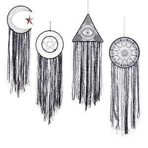 Triangle de dentelle noire rond capteur de rêves gland carillons éoliens suspendus ornements décoration murale 1224193