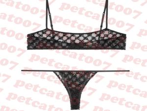 Sous-vêtements en dentelle noire femmes soutien-gorge lettre broderie Bikini femmes Lingerie voir à travers dames sous-vêtements Set8224974