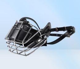 Black Gran Media Muzzle Metal Warlet Cesta de cuero Mascaras de cuero Tapa de la boca Cadra de masa Pet Masilla de seguridad transpirable 2019475301