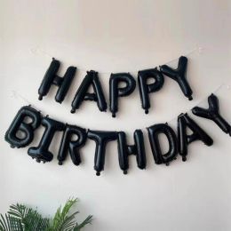 Black Latex en aluminium Foil Ballons de joyeux anniversaire Set Baby Shower Globos pour garçons Girls Birthday Party Decorations Supplies