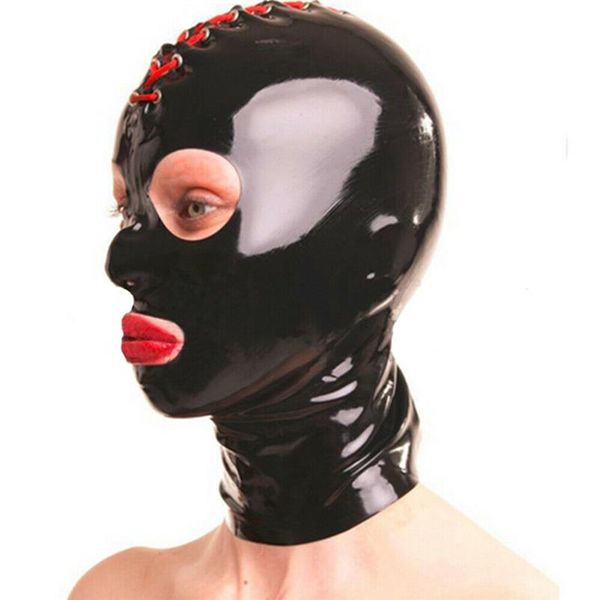 Cagoules de Cosplay en Latex noir, body, masque de fête, conception élastique, équipement de Bondage sexy, contraintes Bdsm, 256L