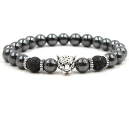 Bracelets de perles en pierre de lave noire
