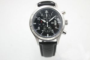 Quartz Sport Horloge 377701 Man Polshorloge Hoge Kwaliteit Leatcher Pilot's Black Dial Chronograph 42mm Six-Pins Multifunctioneel
