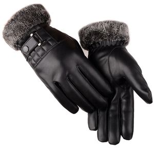 Zwarte leerbedrijf Rijhandschoenen Winter herfst Keep warme touchscreenhandschoen voor mannen