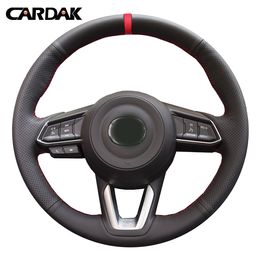 Cubierta del volante para automóvil de cuero negro para Mazda 3 Axela 2017 2018 2019 Mazda 6 Atenza 2017-2019 CX-3 2018-2019 CX-9 CX-5
