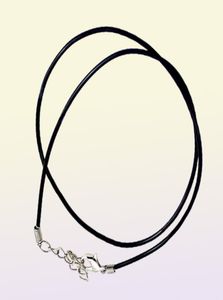 Corde à cordon en cuir noir chaînes en fil de 15 mm pour collier de pendentif bricolage avec fermoir à homard charmes bijoux bricolage entier9254267