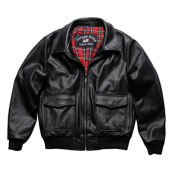 Chaqueta de cuero negro para hombre, chaquetas de motorista de cuero auténtico, abrigos Bomber, prendas de vestir exteriores, abrigo, Tops informales, Ropa de talla grande 4XL