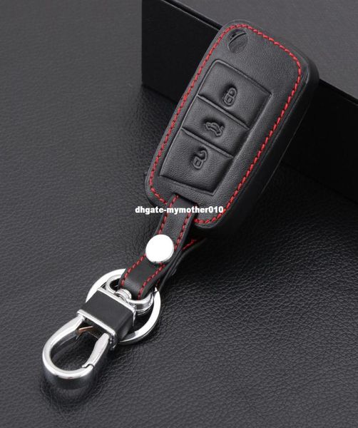 Porte-clés en cuir noir, housse de protection, style de voiture, pour VW golf 7 GTE GTD GTI MK7POLO 2015 2016, pour Skoda Octavia A7 RS6603984