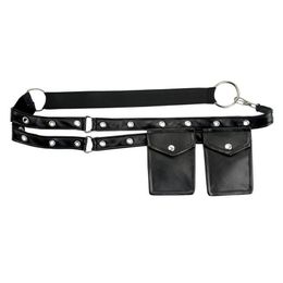 Cuir noir Hommes Femmes Unisexe Mini Pochette Taille Poche Ceinture Sac Burlesque Tenues Gothique Steampunk Vêtements Sexy Corset Accessor209P