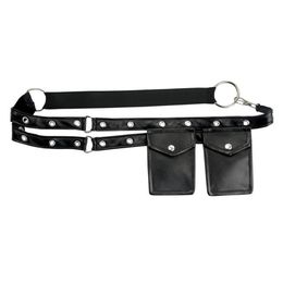 Cuir noir Hommes Femmes Unisexe Mini Pochette Taille Poche Ceinture Sac Burlesque Tenues Gothique Steampunk Vêtements Sexy Corset Accessor2740