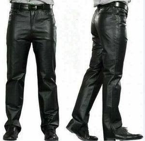 Pantalon en cuir noir pour hommes Mode décontractée plus taille de moto