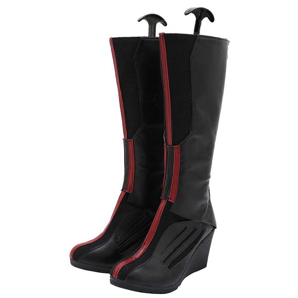 Bottes de Cosplay Wanda en cuir noir, bottes personnalisées nécessitant une taille de chaussure et une circonférence de mollet