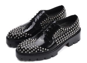 Cuir noir hiver authentique plate-forme classiques robe formelle chaussures pour hommes à la main dentelle à la main
