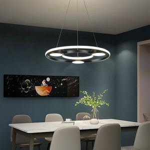 Zwarte led plafond hanglamp voor keuken eettafel woonkamer moderne ronde cirkel suspensie kroonluchter interieur verlichtingslampen