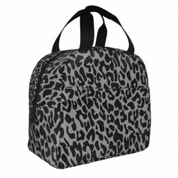 Zwarte Luipaard Geïsoleerde Lunch Tas Koeltas Herbruikbare Cheetah Dier Grote Tote Lunchbox Voedsel Tas Strand Reizen s7Am #