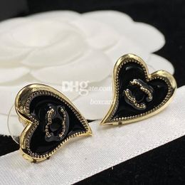 Zwarte Letter Plated Earring Studs Designer Sieraden 18K Gouden Mentale Oorbel Met Box Set Valentijnsdag Verjaardagscadeau
