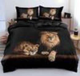 Couvertures de couverture de lion noir embrasse trois ensembles de literie474304609945883