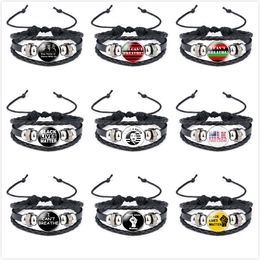 Black Lives Matter Bangle Armband Dames Mannen Letter I CIDE BREATHE BRACILE PARTY GIFT Protest lederen edelsteenarmband