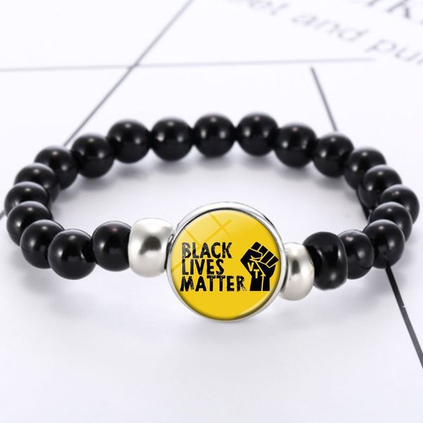 Black Lives Matter Bracelets Je ne peux pas respirer Lettres de mode Bracelet de perles élastiques pour femmes Hommes Cadeau Nouvelle conception Protestation Bijoux noirs