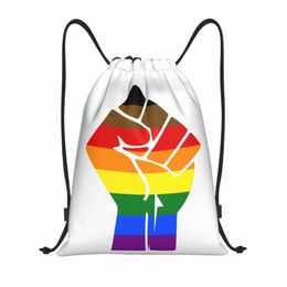 Black Lives Matter Fist LGBT Pride Plag Sac à dos à cordon Femmes Hommes Sport Gym Sackpack Portable Lesbian Gay Shop Sac Sack f2xK #